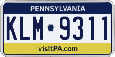PA license plate KLM9311