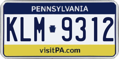 PA license plate KLM9312