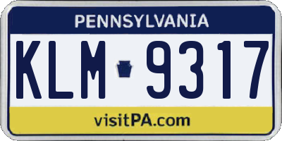 PA license plate KLM9317