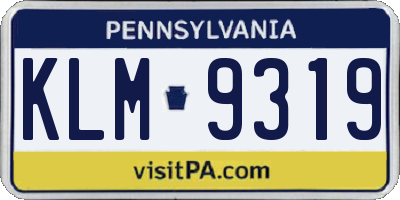PA license plate KLM9319