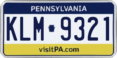PA license plate KLM9321