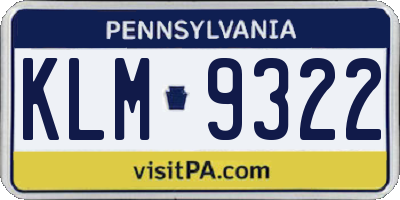 PA license plate KLM9322