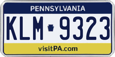 PA license plate KLM9323