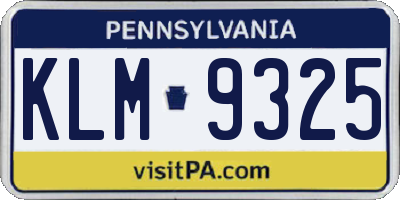 PA license plate KLM9325