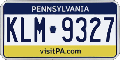PA license plate KLM9327