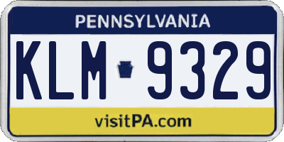 PA license plate KLM9329