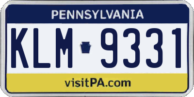 PA license plate KLM9331