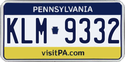 PA license plate KLM9332