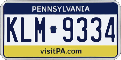 PA license plate KLM9334