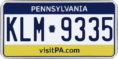 PA license plate KLM9335