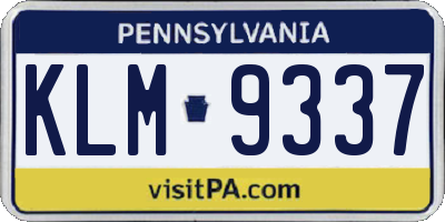 PA license plate KLM9337
