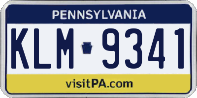 PA license plate KLM9341
