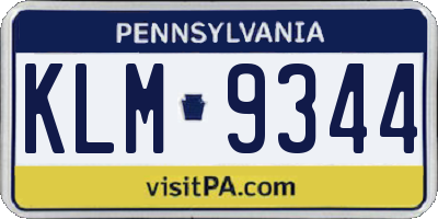 PA license plate KLM9344