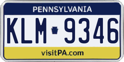 PA license plate KLM9346