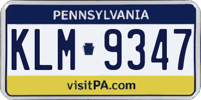 PA license plate KLM9347