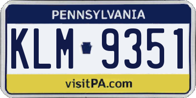 PA license plate KLM9351