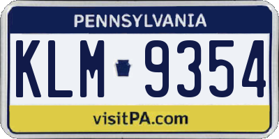 PA license plate KLM9354