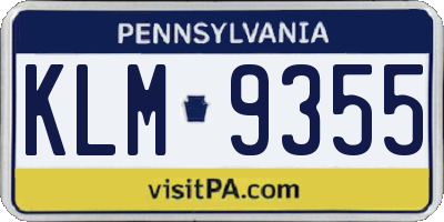 PA license plate KLM9355