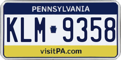 PA license plate KLM9358