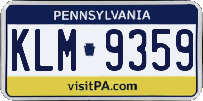 PA license plate KLM9359