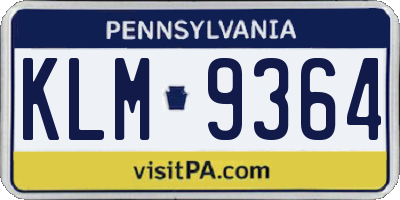 PA license plate KLM9364