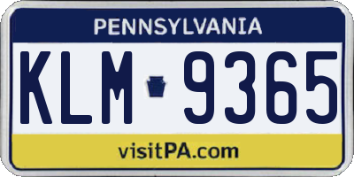 PA license plate KLM9365