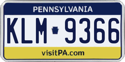 PA license plate KLM9366