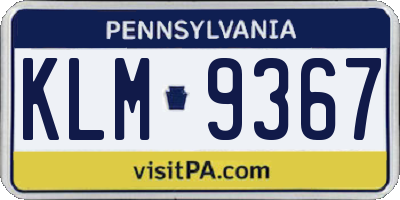 PA license plate KLM9367