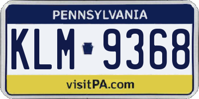 PA license plate KLM9368