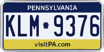 PA license plate KLM9376