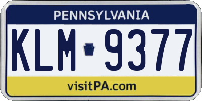 PA license plate KLM9377
