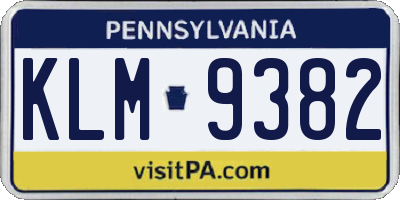 PA license plate KLM9382