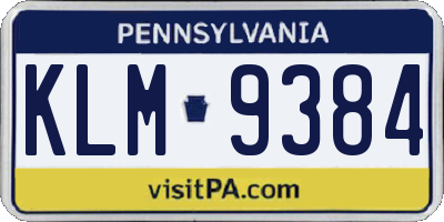 PA license plate KLM9384