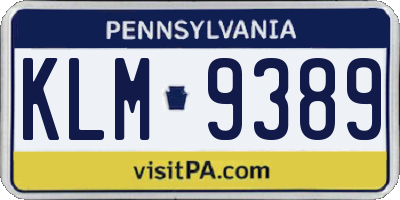 PA license plate KLM9389
