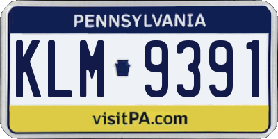 PA license plate KLM9391