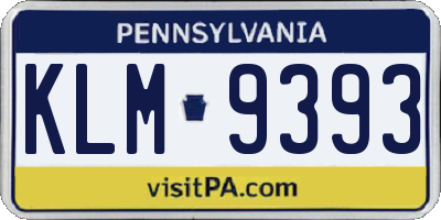 PA license plate KLM9393