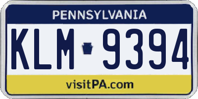 PA license plate KLM9394