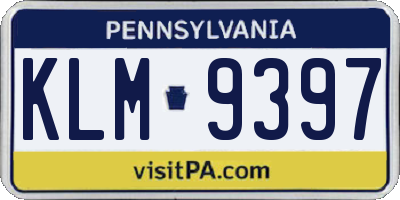 PA license plate KLM9397