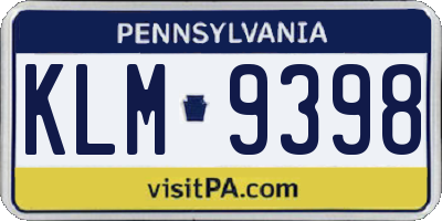 PA license plate KLM9398