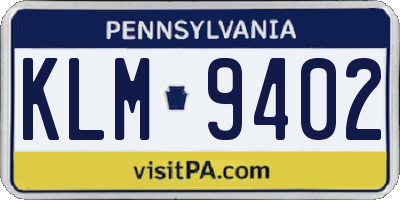PA license plate KLM9402