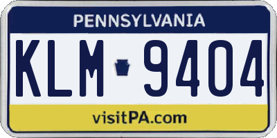 PA license plate KLM9404