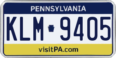 PA license plate KLM9405