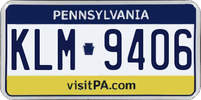 PA license plate KLM9406