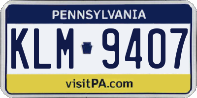 PA license plate KLM9407