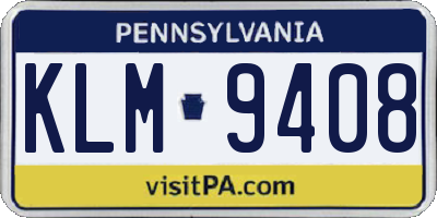 PA license plate KLM9408