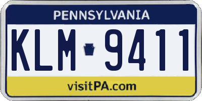 PA license plate KLM9411
