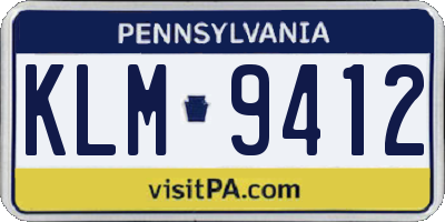 PA license plate KLM9412