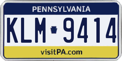PA license plate KLM9414