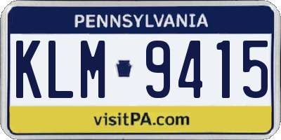 PA license plate KLM9415