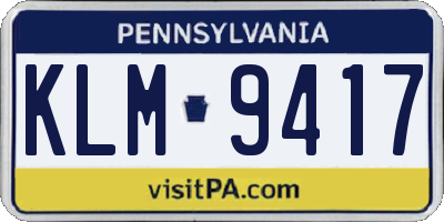 PA license plate KLM9417